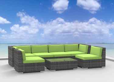 Urban Furnishing 7pc Modern Outdoor Wicker Rattan Patio Sofa Sectional Couch Set