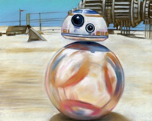BB-8 - Handmade Pastel Painting Poster