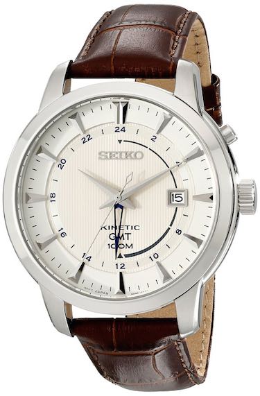 Seiko Men's SUN041 Stainless Steel Watch with Brown Band